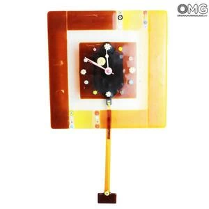 1260 ORIGINALMURANOGLASS Настенные часы с маятником Коричневая муррина - средние - муранское стекло 30 см