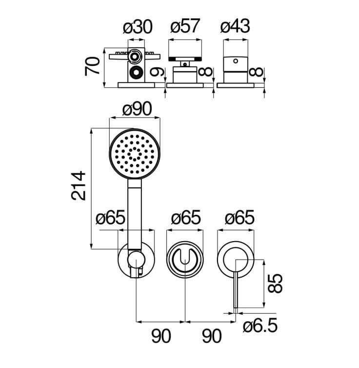 Однорычажный смеситель для душа с ручным душем Nobili Sole ARCH-00085991 - Вид №6