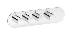 EUA322CCNKU Комплект наружных частей термостата на 3 потребителей - горизонтальная овальная панель с ручками Kusasi IB Aqua - 3 потребителя