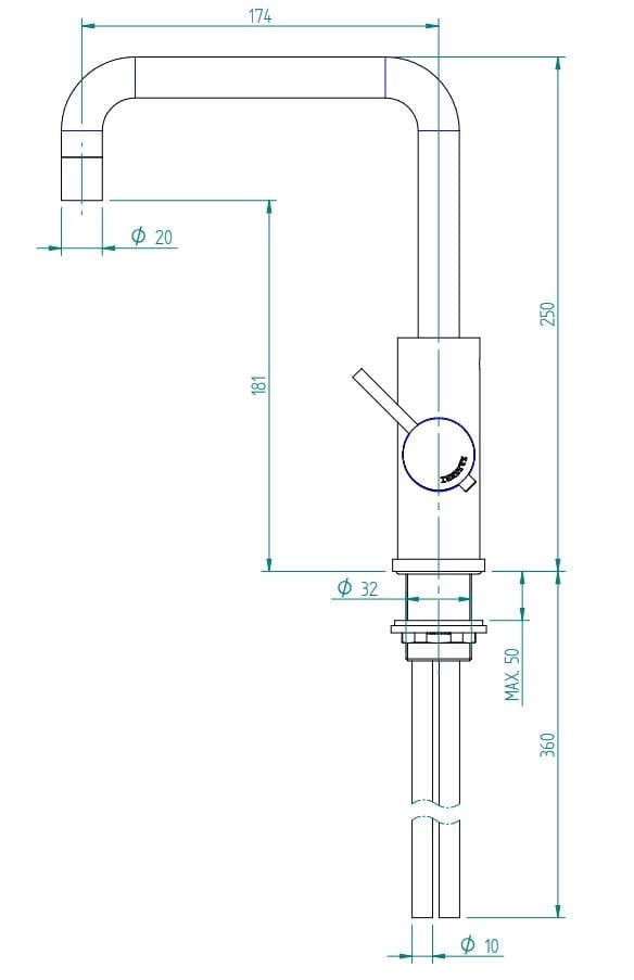 Однорычажный смеситель для раковины с регулируемым горлышком Zazzeri ARCH-00097195 - Вид №3