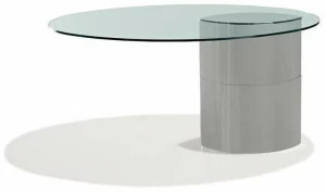 KNOLL Овальный стол из стали и стекла Lunario