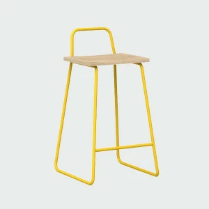 Барный стул с деревянным сиденьем желто-горчичный Bauhaus WOODI  00-3966224 Желтый