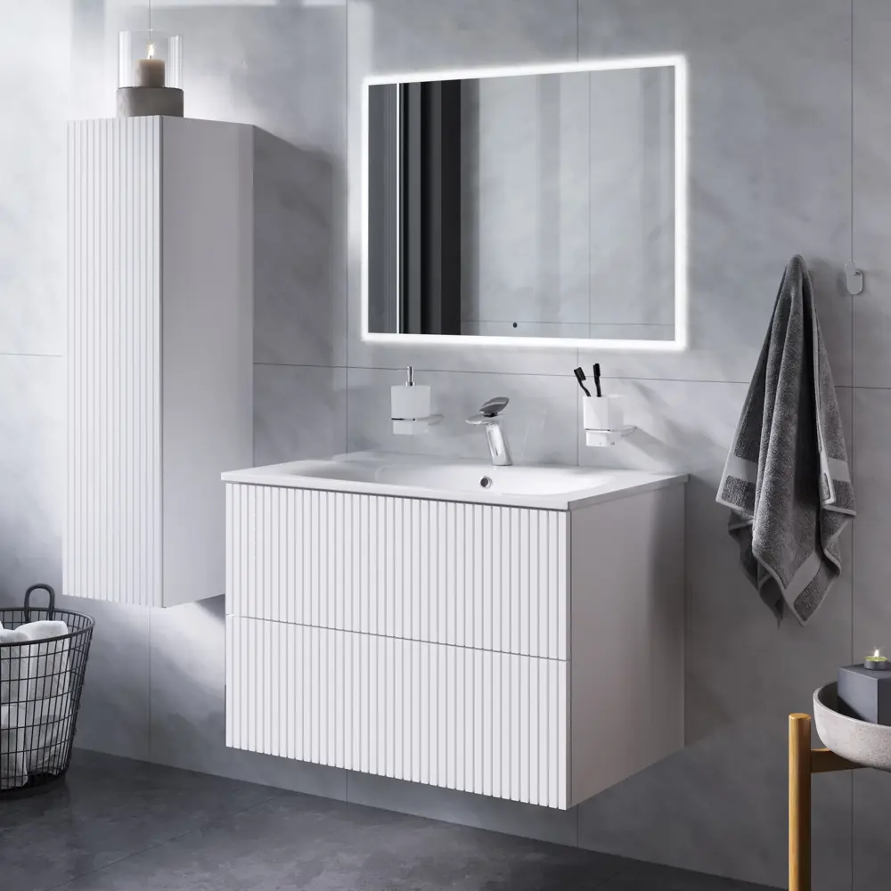 Тумба под раковину AM.PM Struktura подвесная 80 см МДФ/эмаль цвет белый вертикальные линии STLM-2158989 - Вид №5