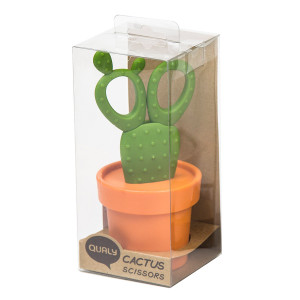 QL10282-OR-GN Ножницы cactus с держателем, оранжевые с зеленым Qualy