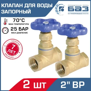 Клапан запорный Баз БАЗ.А50.50-2 2" внутренняя резьба 2 шт.