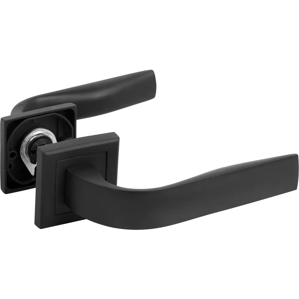 Комплект дверных ручек 22L 100 BP, без запирания, цвет чёрный PALLADIUM STLM-2082703 - Вид №3