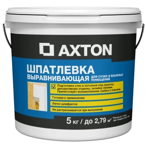 Шпаклёвка Axton для сухих и влажных помещений акриловая 5 кг