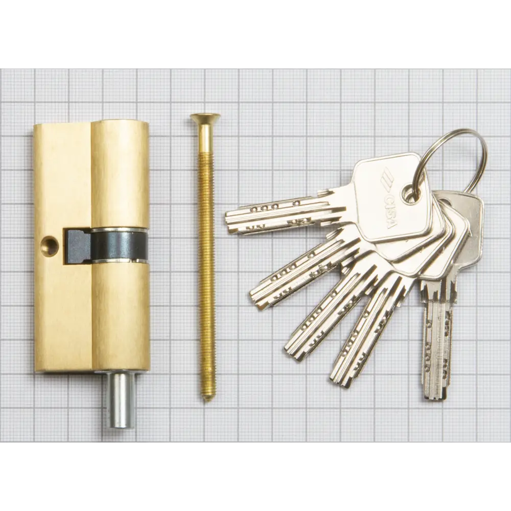 Цилиндр Cisa Astral ОА312-18.00, 40x40 мм, ключ/шток, цвет латунь, без вертушки STLM-2204694 - Вид №2