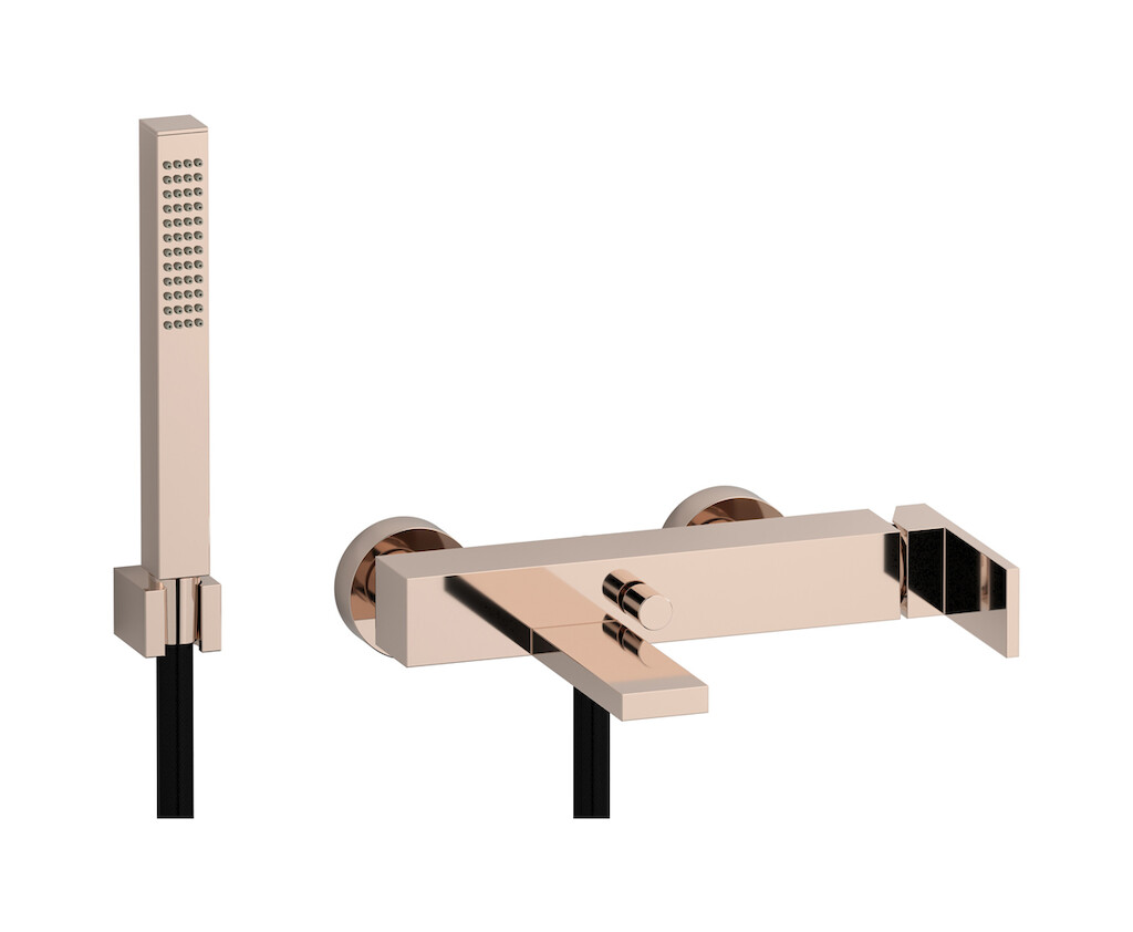 Настенный смеситель для ванной в комплекте с душевым гарнитуром WE ARE IB ru250rs Rose Gold Rubacuori 