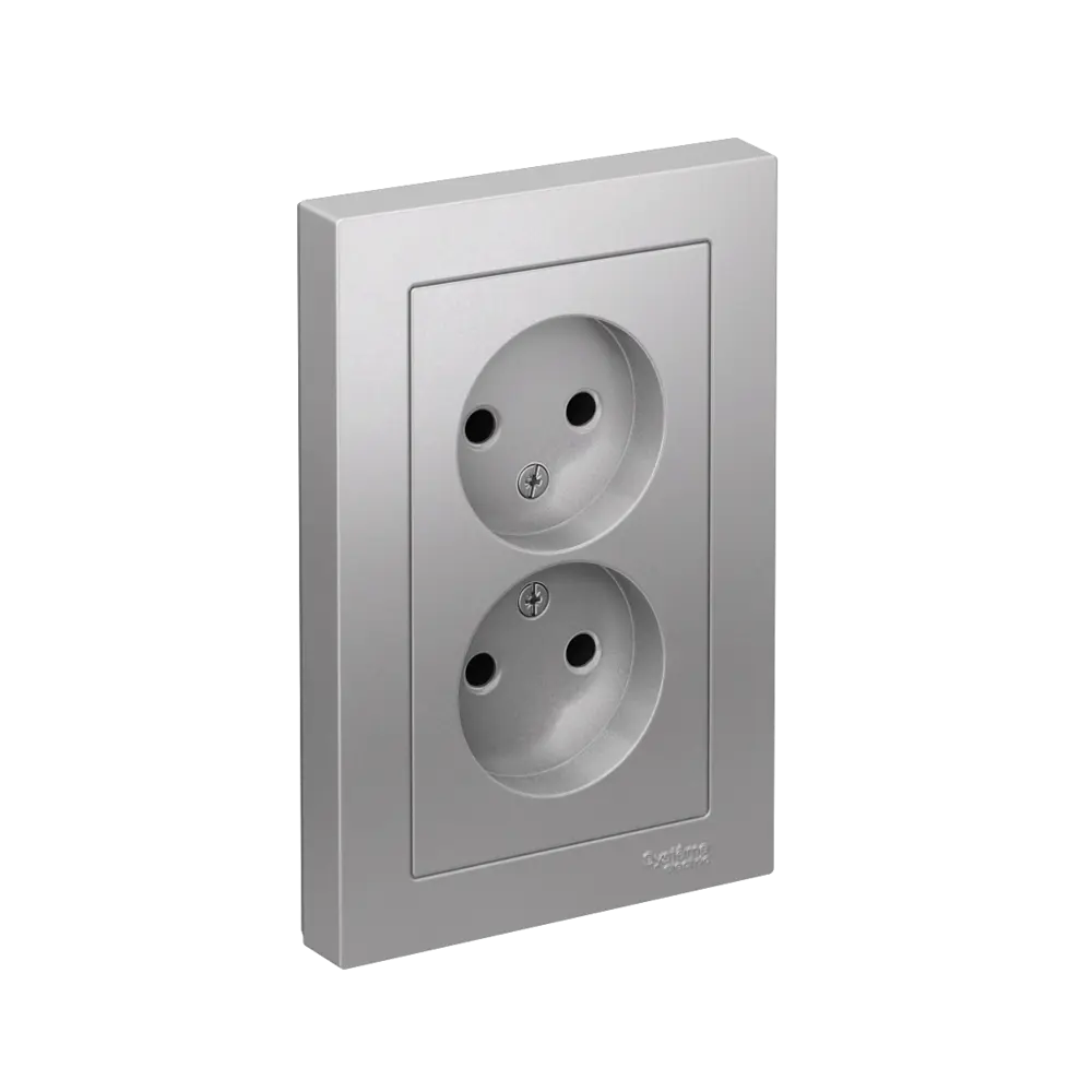 Розетка двойная встраиваемая Systeme Electric AtlasDesign без заземления цвет алюминий STLM-2133543 - Вид №6