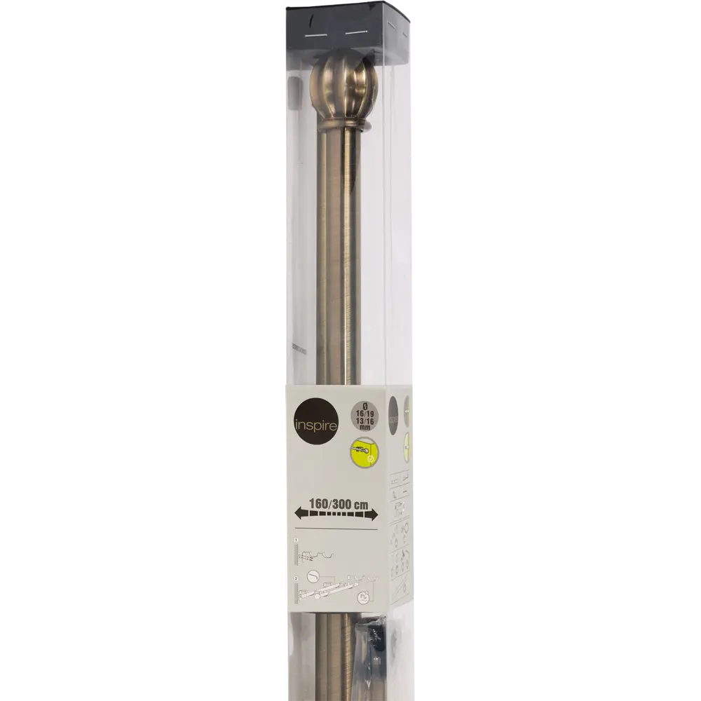 Карниз двухрядный раздвижной Inspire Шар 160-300 см цвет золотой антик STLM-2147081 - Вид №2