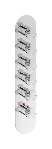 EUA512RSNBT Комплект наружных частей термостата на 5 потребителей - вертикальная овальная панель с ручками Belmondo IB Aqua - 5 потребителей