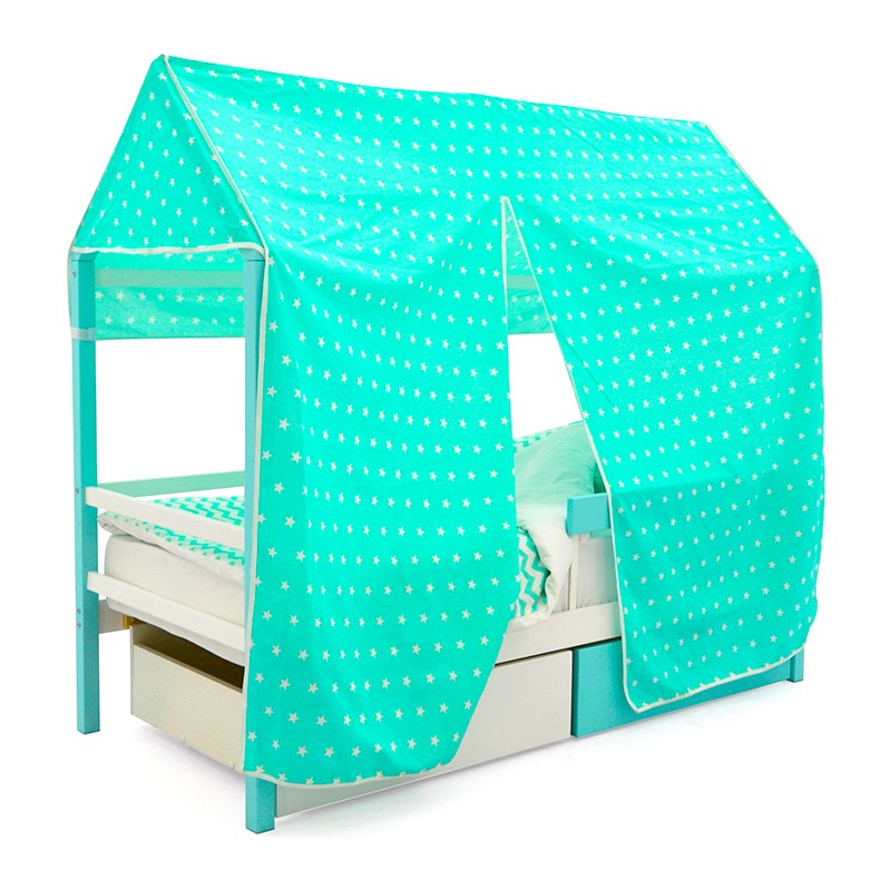 Крыша для кровати-домика текстильная Svogen звезды, фон мятный БЕЛЬМАРКО  00-3833093 Голубой Santreyd  - Вид №1