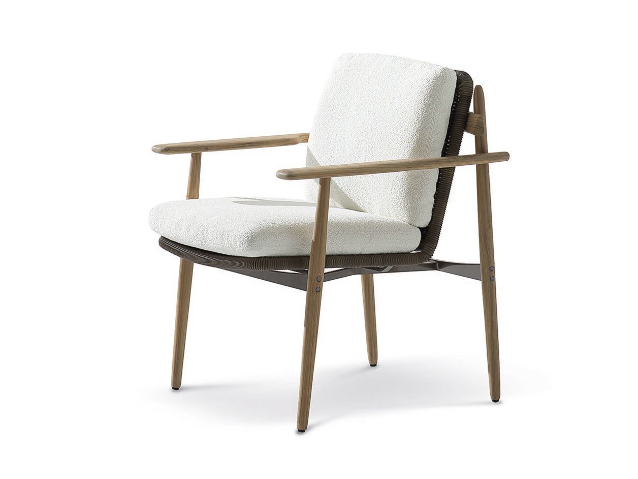 Ткань открытый стул с подлокотниками Minotti Trio Outdoor ARCH-00064098