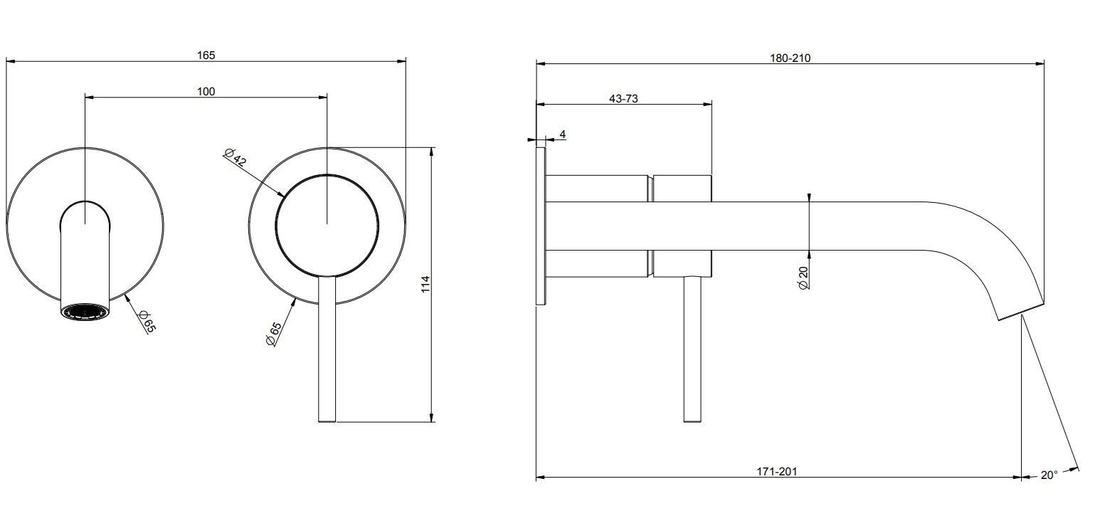 Настенный смеситель для раковины из нержавеющей стали с 2 отверстиями Gessi Messi316 ARCH-00030659 - Вид №4