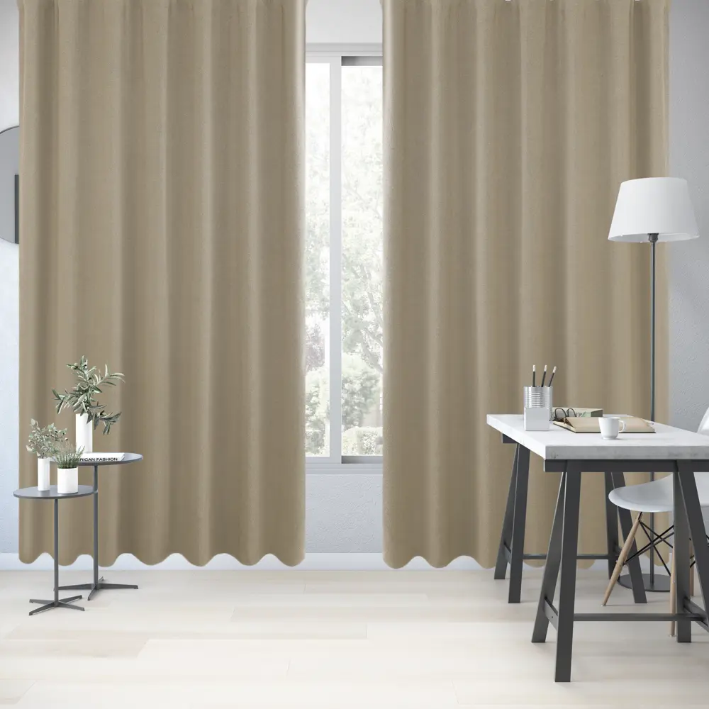 Штора на ленте Inspire Pskov 200x280 см цвет бежевый STLM-2107271