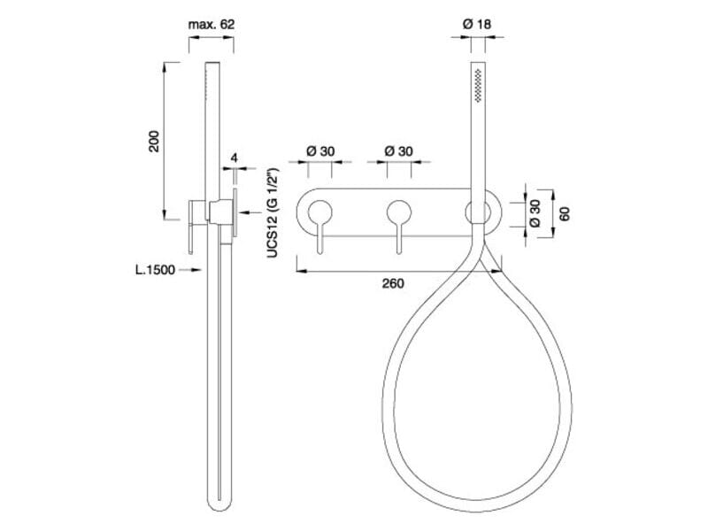 Настенный смеситель для ванны или душа с ручным душем CEADESIGN INNOVO ARCH-00111733 - Вид №2