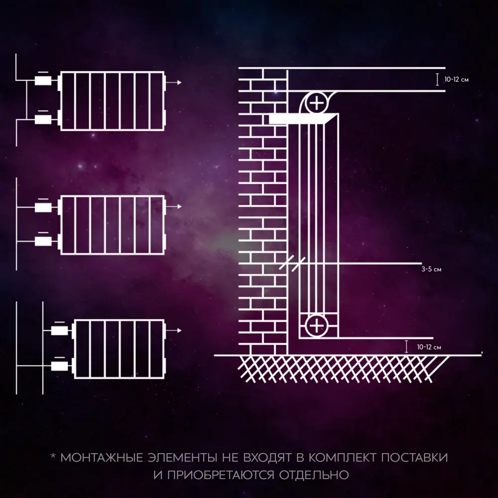 Радиатор секционный Le Heat Bimetal 200/100 16 секций боковое подключение биметалл белый STLM-2145060 - Вид №10
