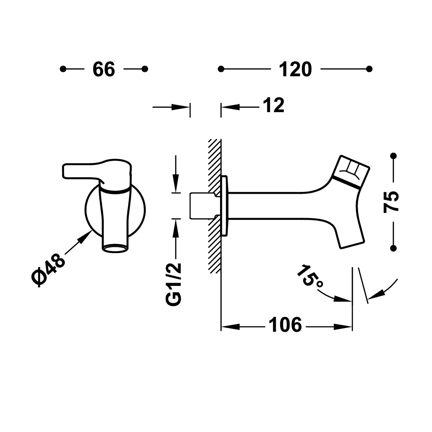 Базовый настенный кран на 1 воду для офиса или прачечной-21552002 TRES Base - Вид №1