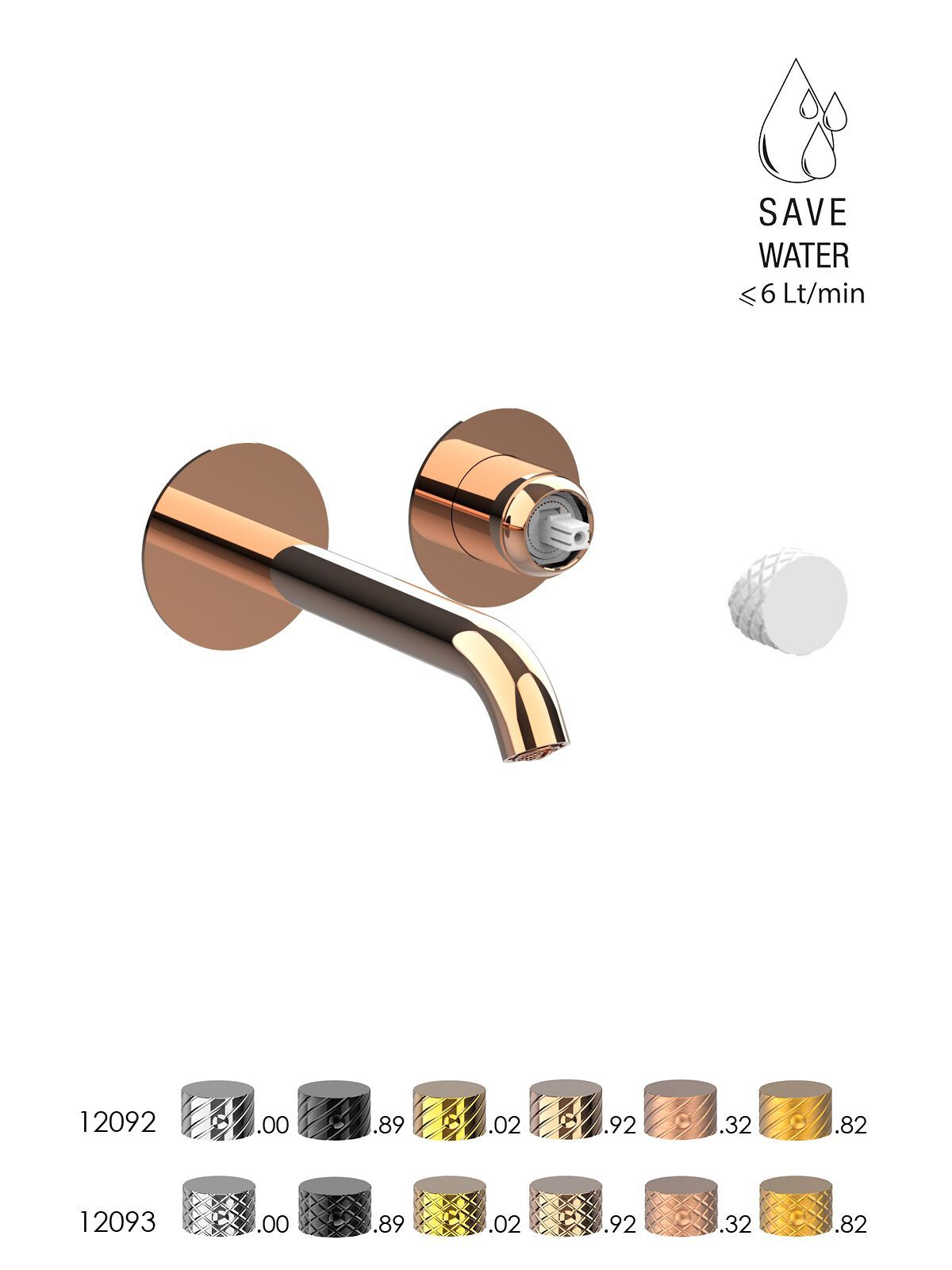 Настенный смеситель для раковины с 2 отверстиями и ограничителем расхода Rubinetterie Frattini Pepe XLS ARCH-00144539 - Вид №3