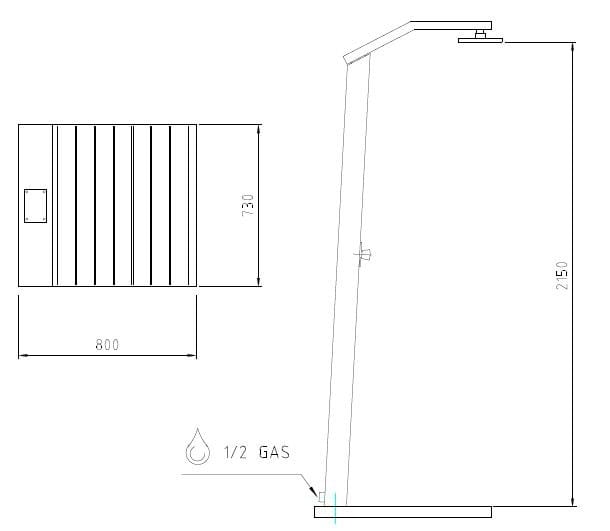 Нержавеющая сталь солнечный открытый душ с подножкой Ama Luxury Shower SOLARIS ARCH-00118064 - Вид №4