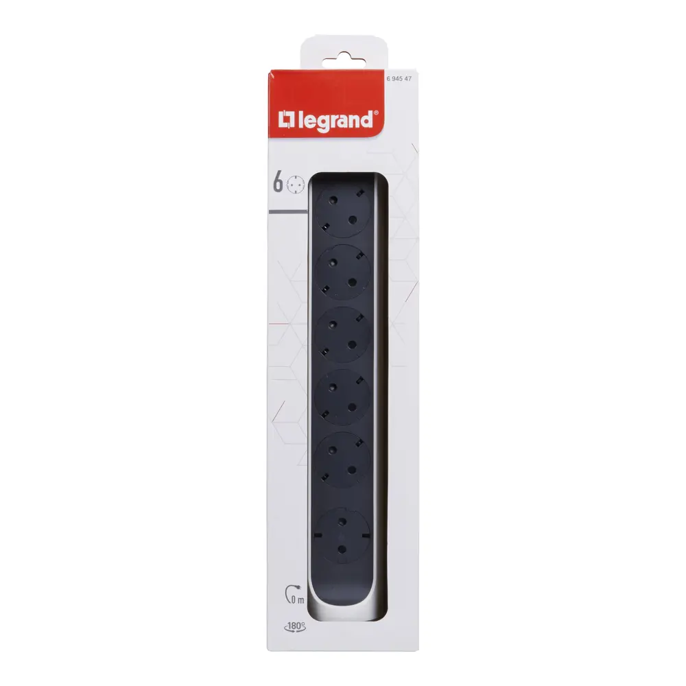 Колодка для удлинителя Legrand Комфорт 6 розеток с заземлением 3680 Вт цвет белый/черный STLM-2155974 - Вид №3