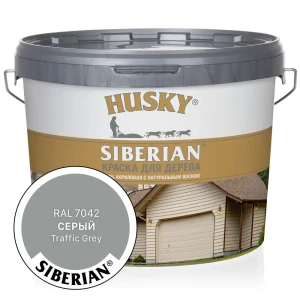Краска акриловая для дерева Husky Siberian 31929 цвет серый полуматовый 9 л