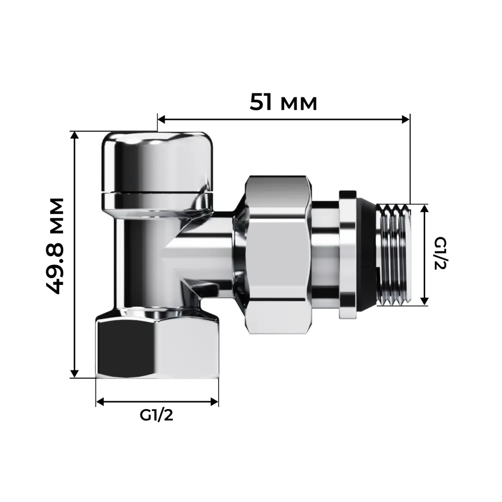 Термостатический комплект для радиатора угловой Royal Thermo Design 1/2" латунь цвет хром STLM-2156310 - Вид №5