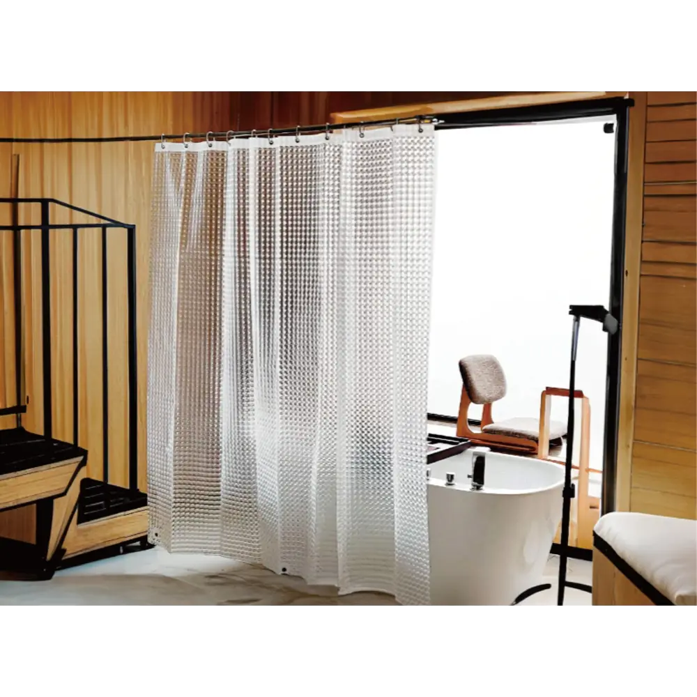 VIDAGE Cube 1 - Прозрачная занавеска для душа с кольцами 180x200 см 89400665 STLM-1569859