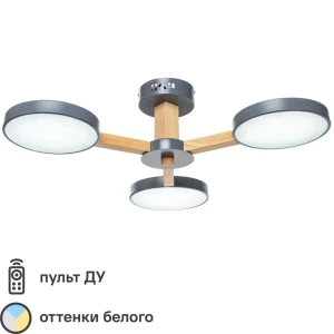 Люстра потолочная Cortes L1372 с пультом управления, 18 м², регулируемый белый свет, цвет серый/серебристый 82861030 STLM-2014737