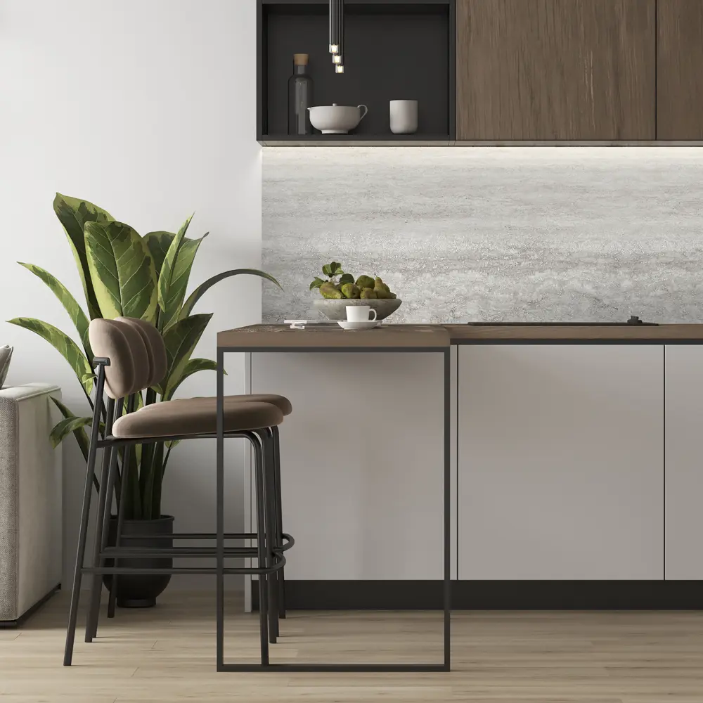 Стеновая панель Alumoart Travertine Roman Grey 51.1.3 240x60x0.4 см алюминий цвет бежевый STLM-2023299 - Вид №3