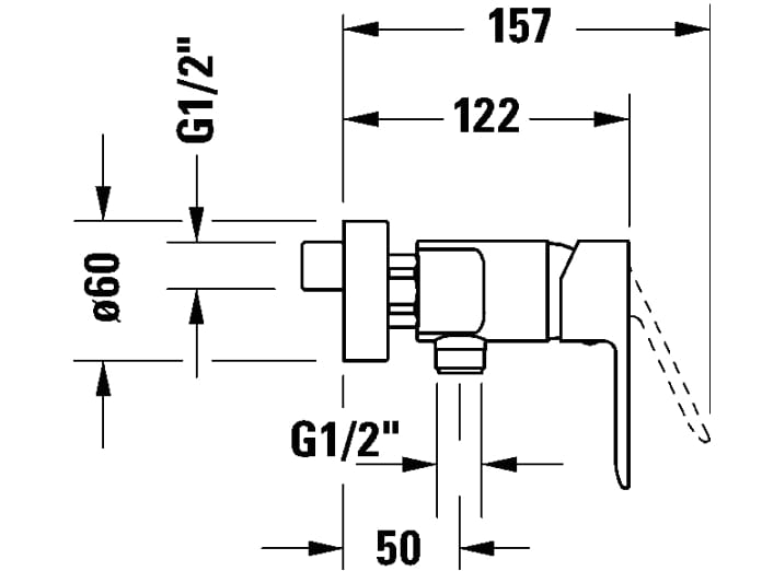 Открытый однорычажный смеситель для душа Duravit D-Code ARCH-00043596 - Вид №3
