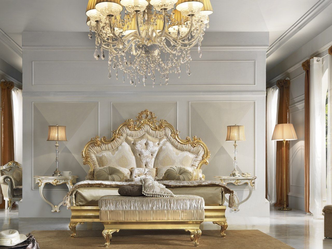 Деревянная двуспальная кровать с мягким изголовьем CASA +39 бриллиант ARCH-00011204