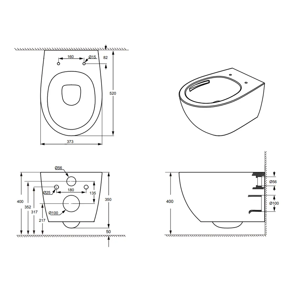 Комплект инсталляция Grant с унитазом Aura Торнадо безободковый с микролифтом клавиша цвет хром Santreyd STLM-2139018 - Вид №11