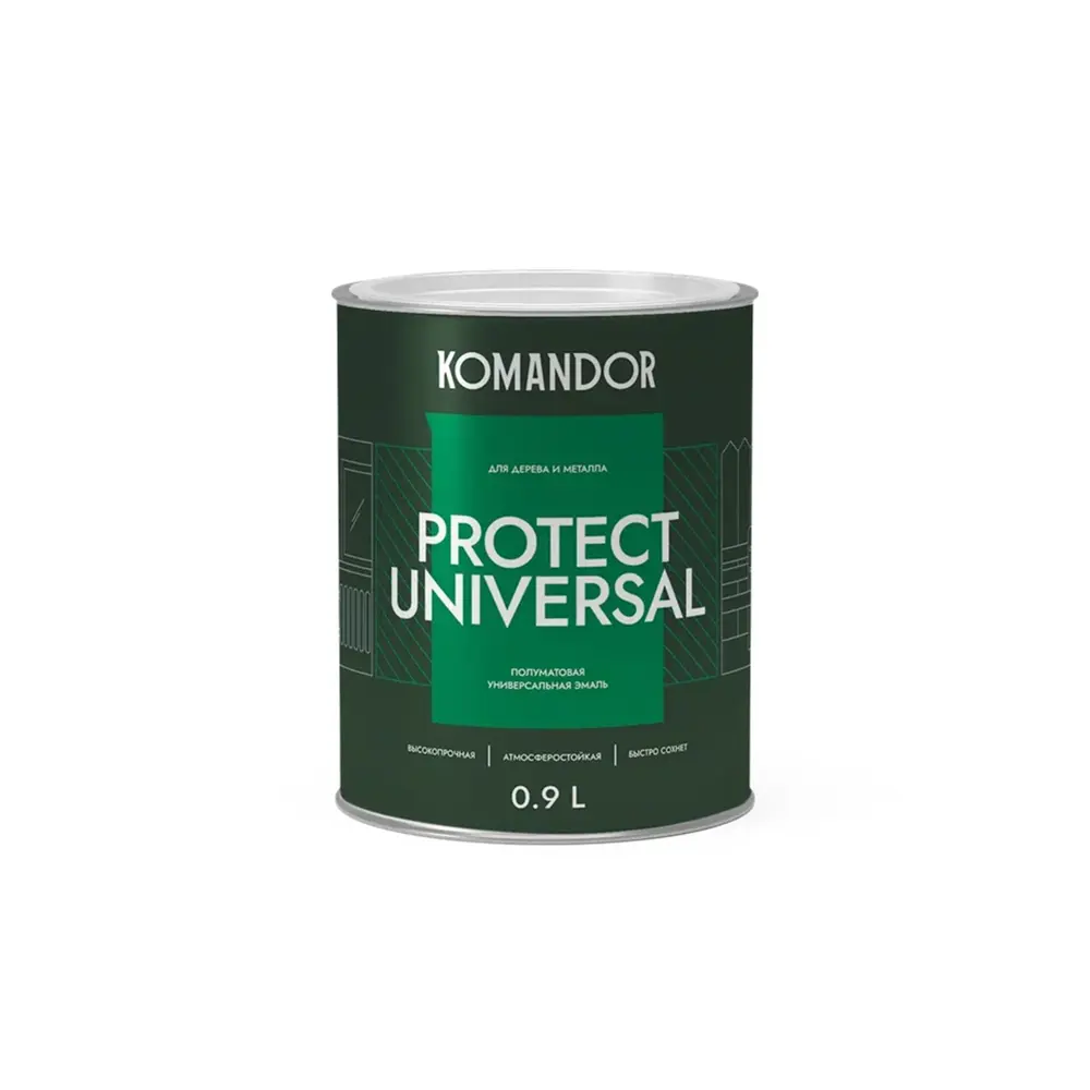 91636880 Эмаль Komandor Protect Universal универсальная белая база А 0.9 л STLM-0859149