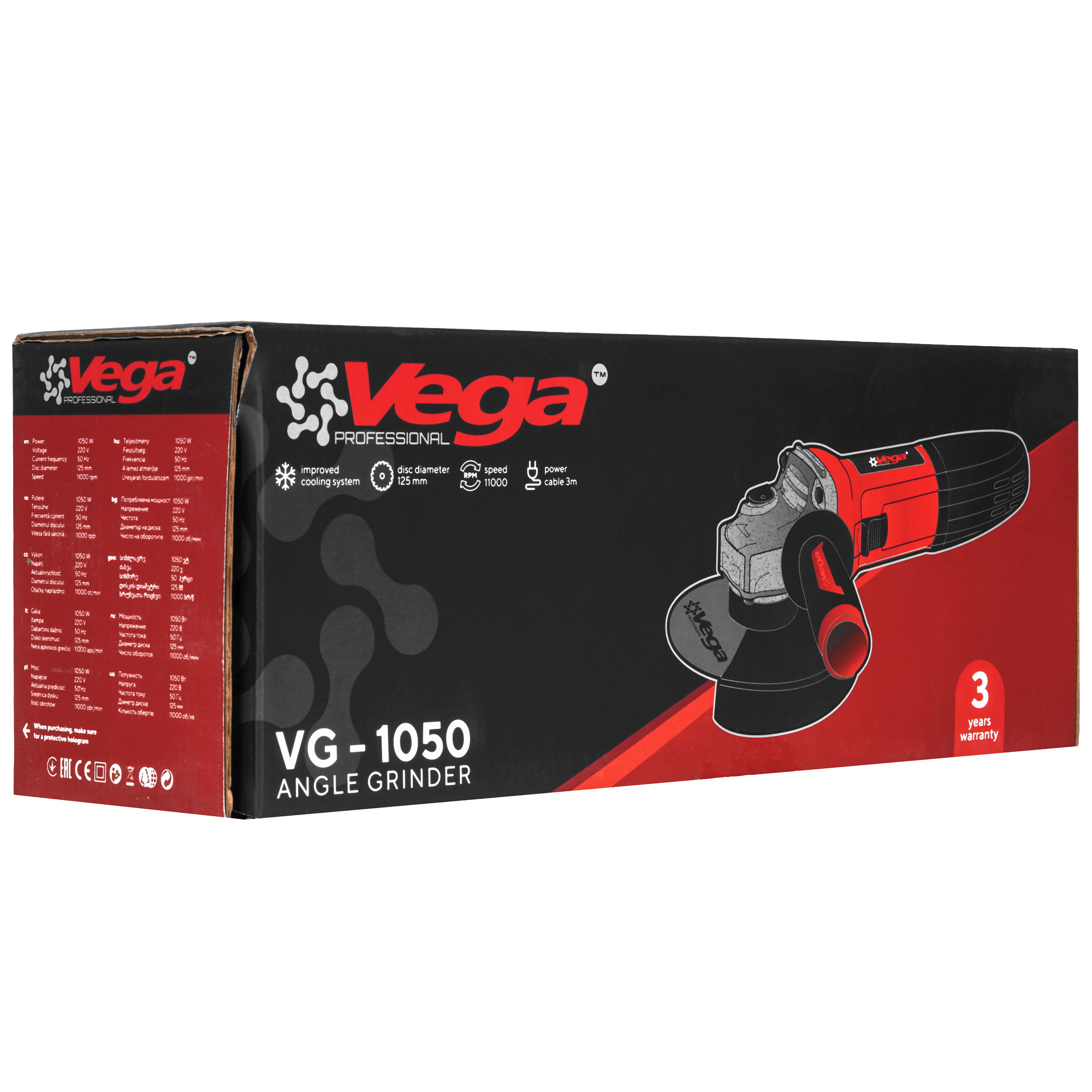 Углошлифовальная машина (УШМ) Vega VG1050/125 9277932 STDN-0094774 - Вид №7