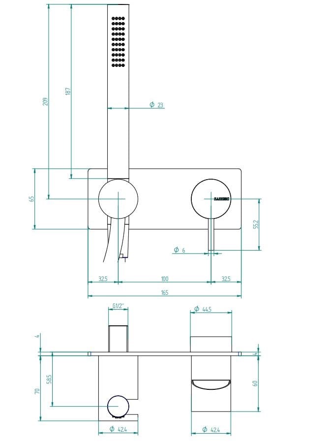 Смеситель для душа с 2 отверстиями и ручным душем Zazzeri Z316 MONO ARCH-00038507 - Вид №2