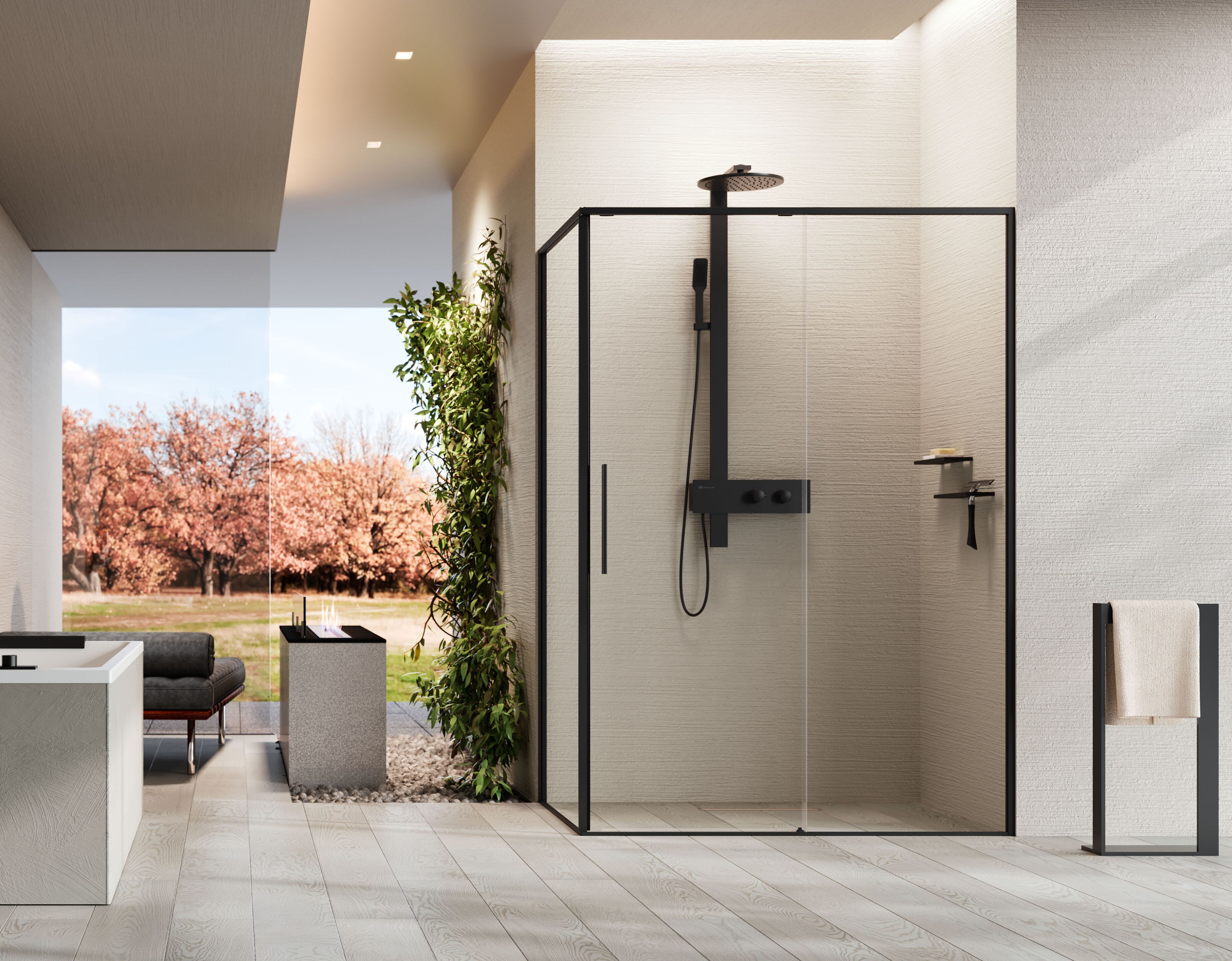 Алюминиевая и стеклянная душевая кабина с раздвижной дверью Novellini Рига ARCH-00120048