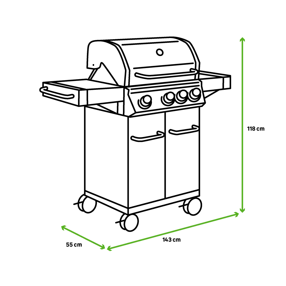 Газовый гриль Naterial Hudson 3-х конфорочный c дополнительной боковой конфоркой STLM-2190712 - Вид №29