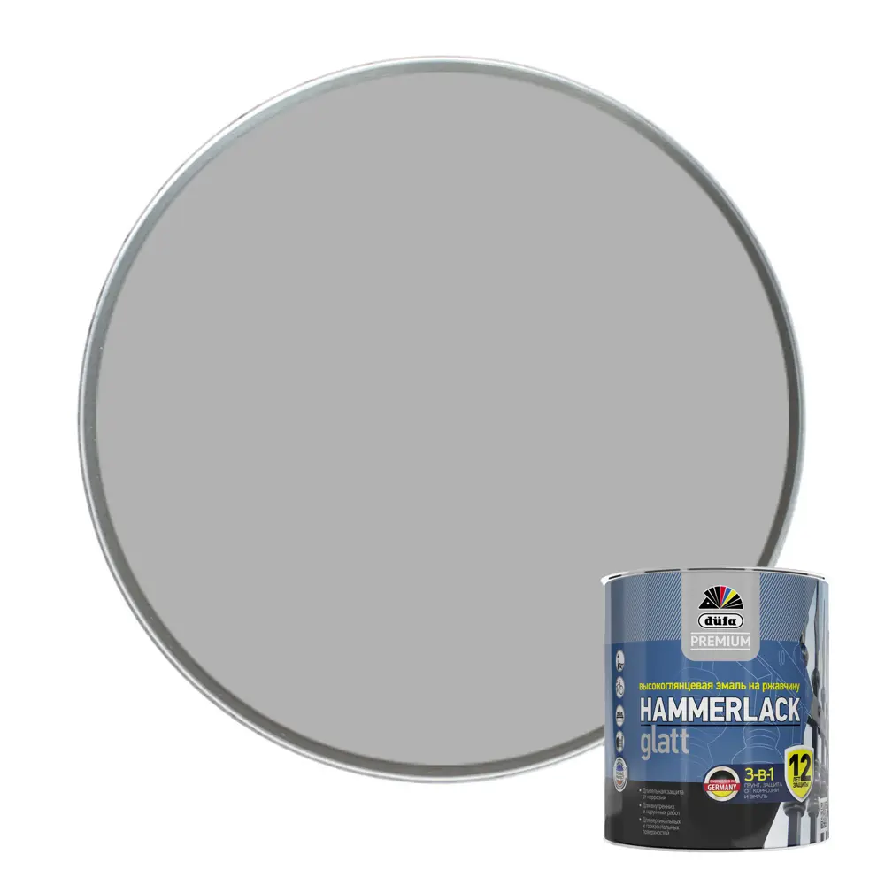 Эмаль по ржавчине 3 в 1 Dufa Hammerlack гладкая цвет серебристый 0.75 л STLM-2172844