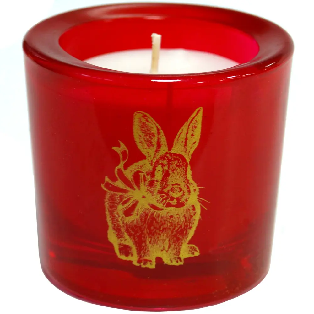 Свеча в стекле Праздничный кролик красная 5,5 см EVIS STLM-2159183