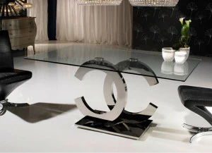 Обеденный стол стеклянный с металлическим основанием 180 см Calima 820426 / 2059 от Schuller SCHULLER  289047 Прозрачный;хром