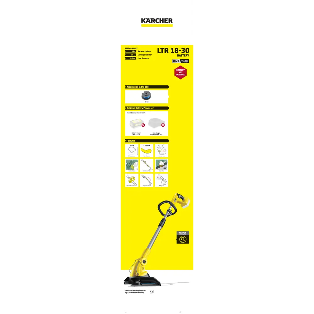 Триммер аккумуляторный Karcher LTR 18-30 18 В Ач АКБ и ЗУ не входит в комплект STLM-2002615 - Вид №2