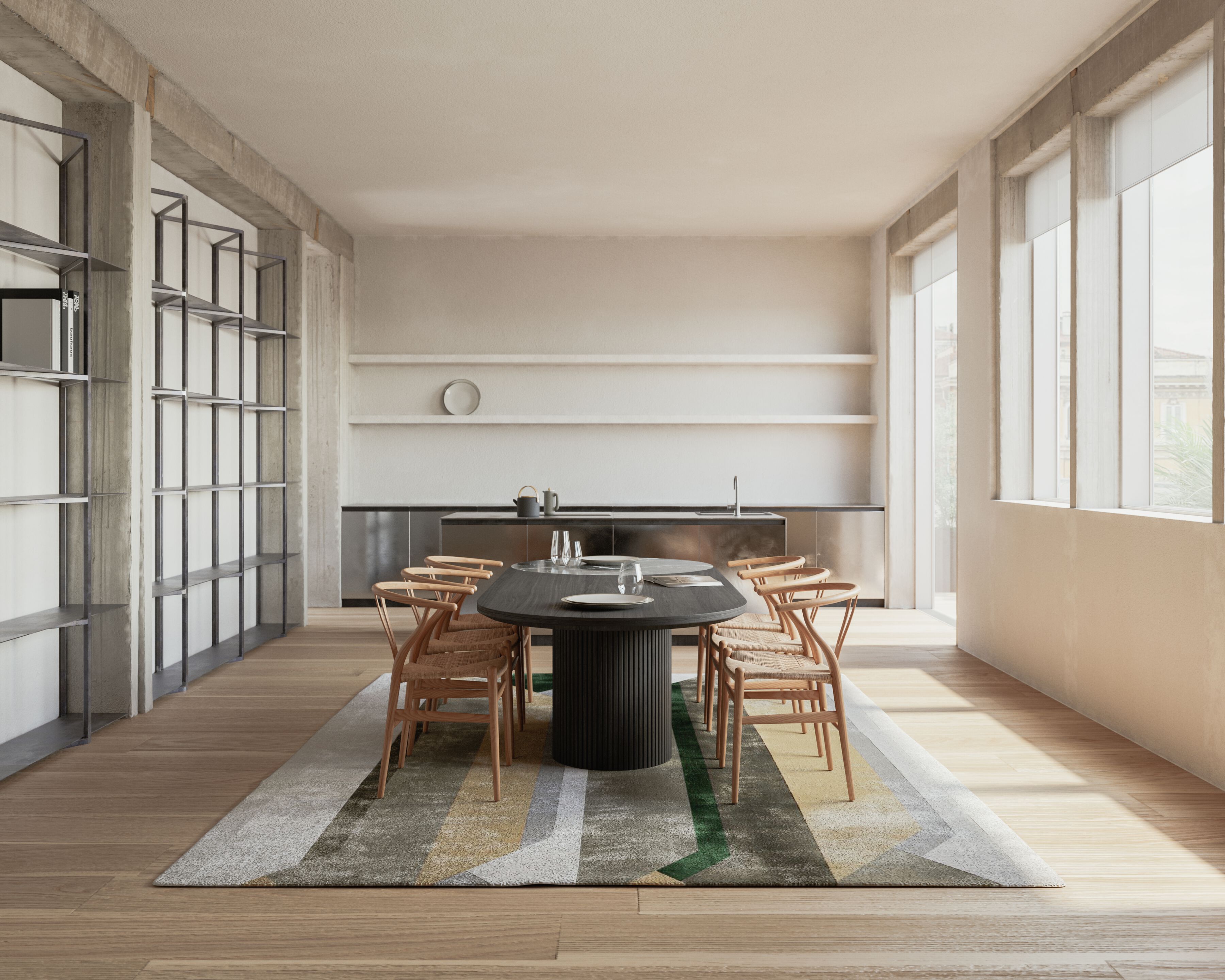 Ковер ручной работы из бамбукового волокна Sirecom Tappeti композиции ARCH-00050225 - Вид №1