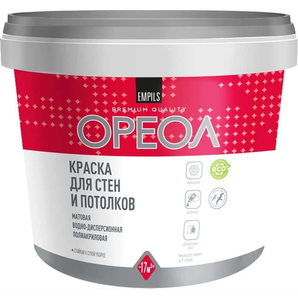 Краска для стен и потолков Ореол матовая цвет белоснежный 3 кг STLM-2000276