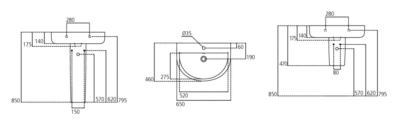 Одиночный подвесной умывальник Ideal Standard ARCH-00039434 - Вид №2