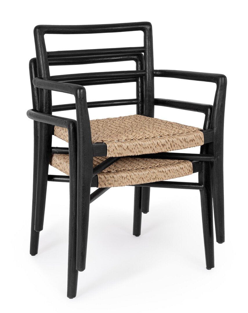 Штабелируемый садовый стул из тикового дерева с сиденьем из синтетического волокна BIZZOTTO LETICIA ARCH-00001024 - Вид №4