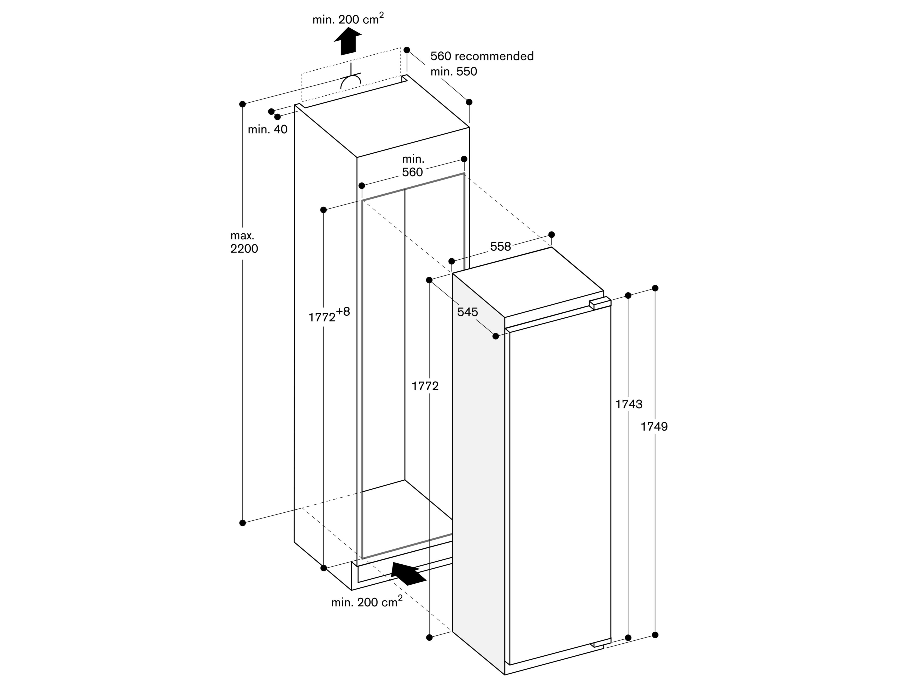 Однодверный комбинированный холодильник с морозильной камерой GAGGENAU серия 200 ARCH-00134245 - Вид №2