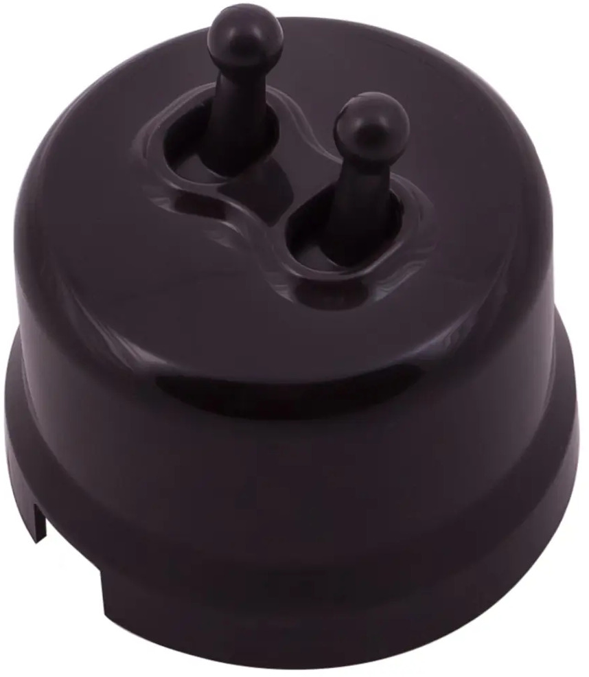 Выключатель Electraline двухклавишный накладной в коричневом глянцевом исполнении 84229207