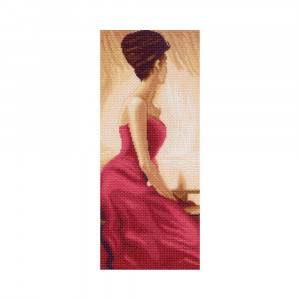 1055 Канва/ткань с рисунком Рисунок на канве 24 см х 47 см "Леди в красном" Матренин посад